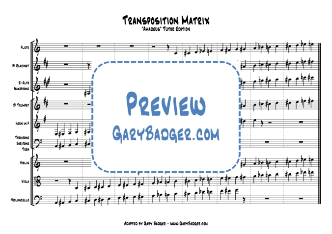 Transposition Matrix - Amadeus Tutor Edition. Adapted by Gary Badger - www.GaryBadger.com